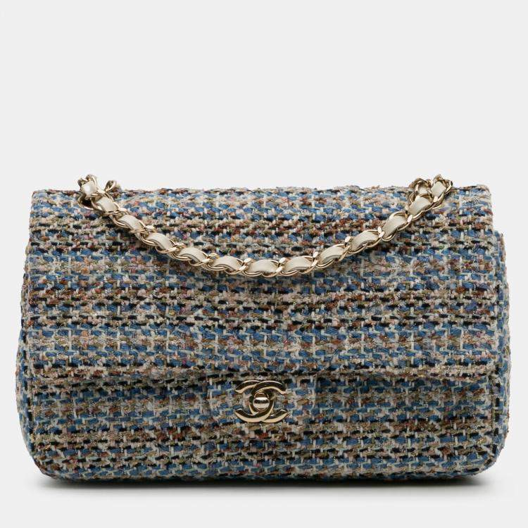 Pre Owned Chanel Multicolor Medium Classic Multicolor Tweed Double Flap