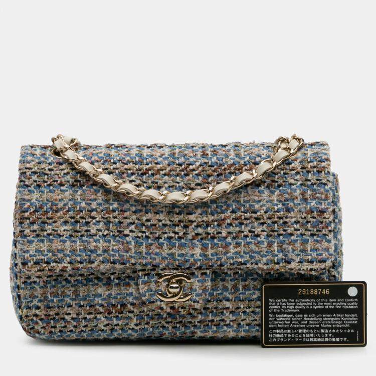Pre Owned Chanel Multicolor Medium Classic Multicolor Tweed Double Flap