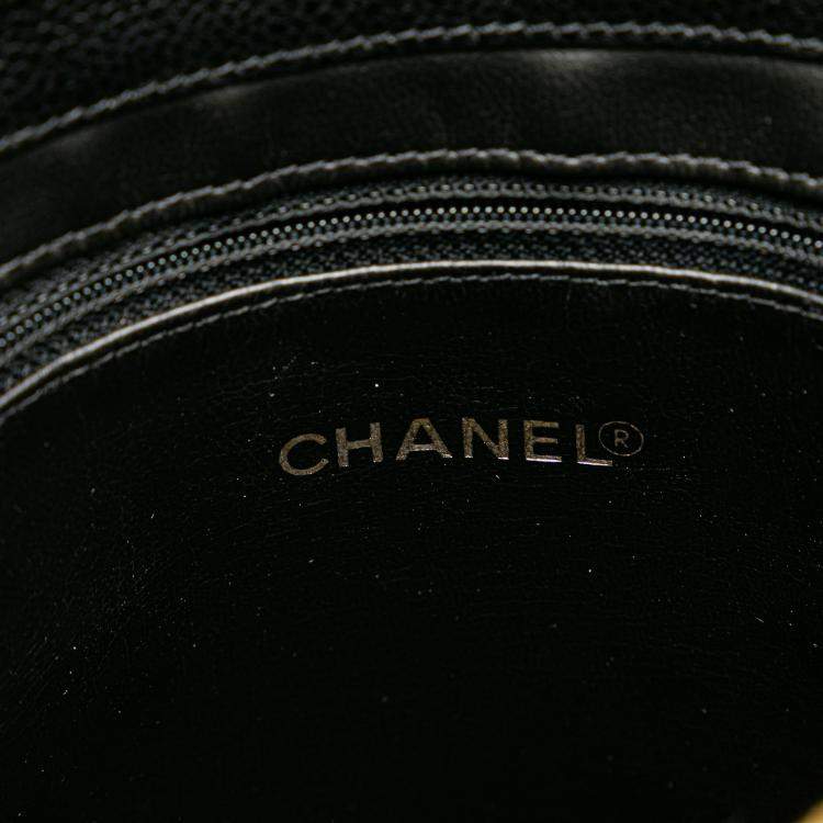 Pre Owned Chanel Black Caviar Front Pocket Chain Tote