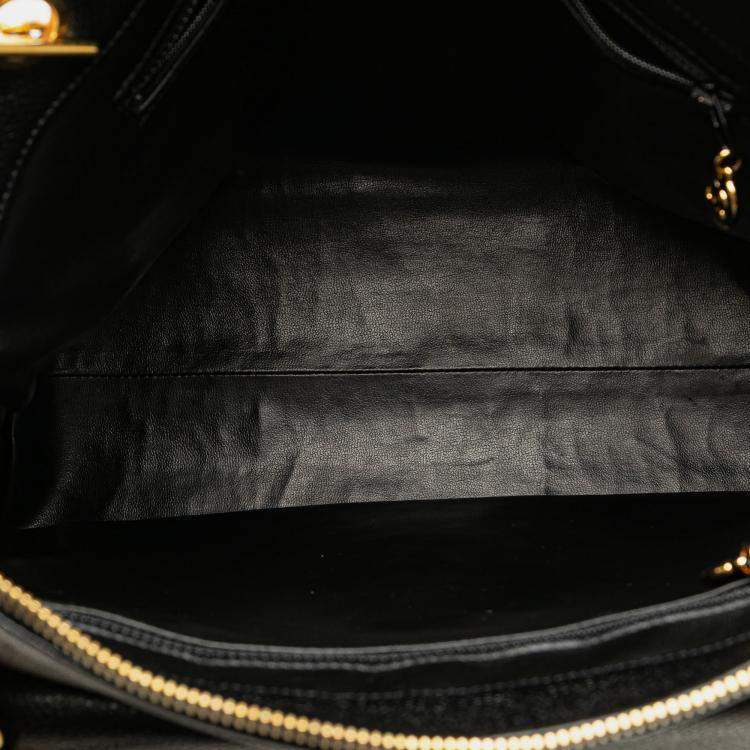Pre Owned Chanel Black Caviar Front Pocket Chain Tote