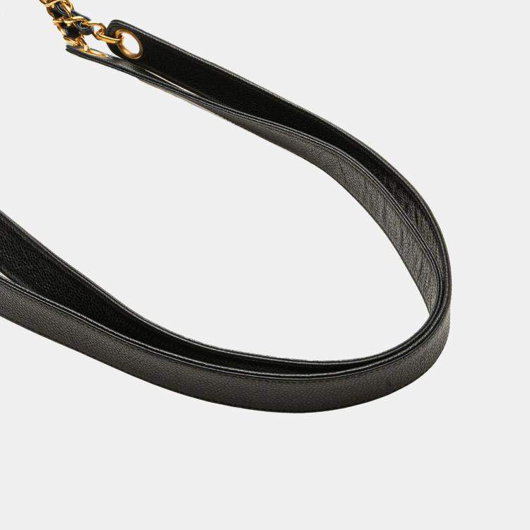 Pre Owned Chanel Black Caviar Front Pocket Chain Tote