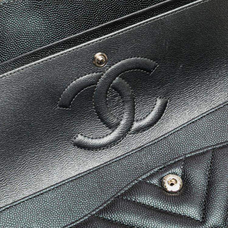 Pre Owned Chanel Medium Classic Chevron Caviar Double Flap
