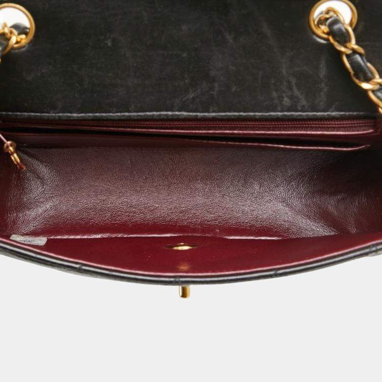 Pre Owned Chanel Matelasse Diana 22 Coco Mark Black Lambskin Shoulder Bag 