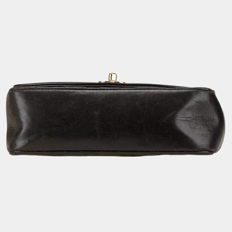 Pre Owned Chanel Matelasse Diana 22 Coco Mark Black Lambskin Shoulder Bag 