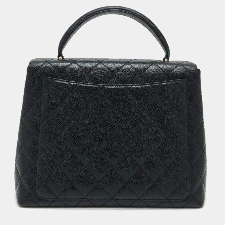 Pre Owned Chanel Coco Mark Cc Matelasse Quilted Tote Bag In Caviar Leather  Black