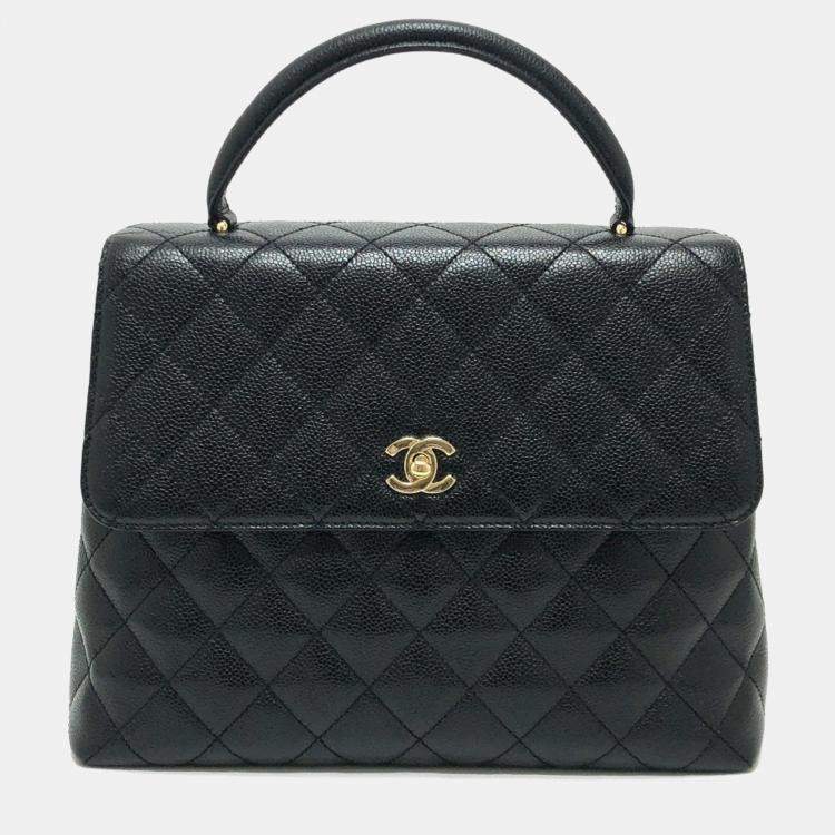Pre Owned Chanel Coco Mark Cc Matelasse Quilted Tote Bag In Caviar Leather  Black