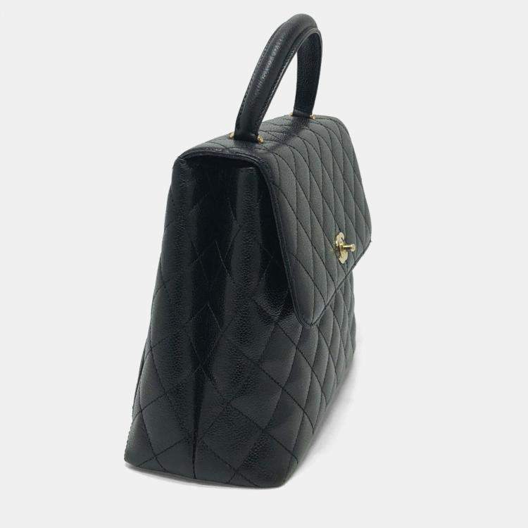 Pre Owned Chanel Coco Mark Cc Matelasse Quilted Tote Bag In Caviar Leather  Black