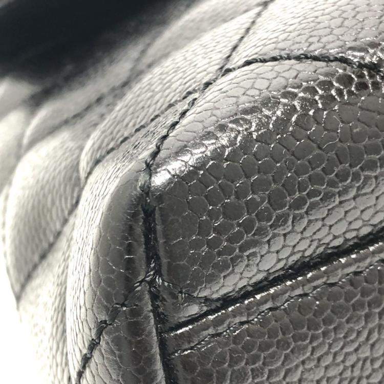 Pre Owned Chanel Coco Mark Cc Matelasse Quilted Tote Bag In Caviar Leather  Black