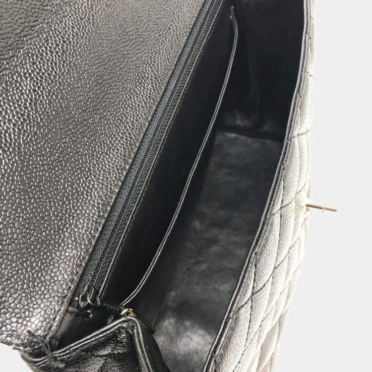 Pre Owned Chanel Coco Mark Cc Matelasse Quilted Tote Bag In Caviar Leather  Black