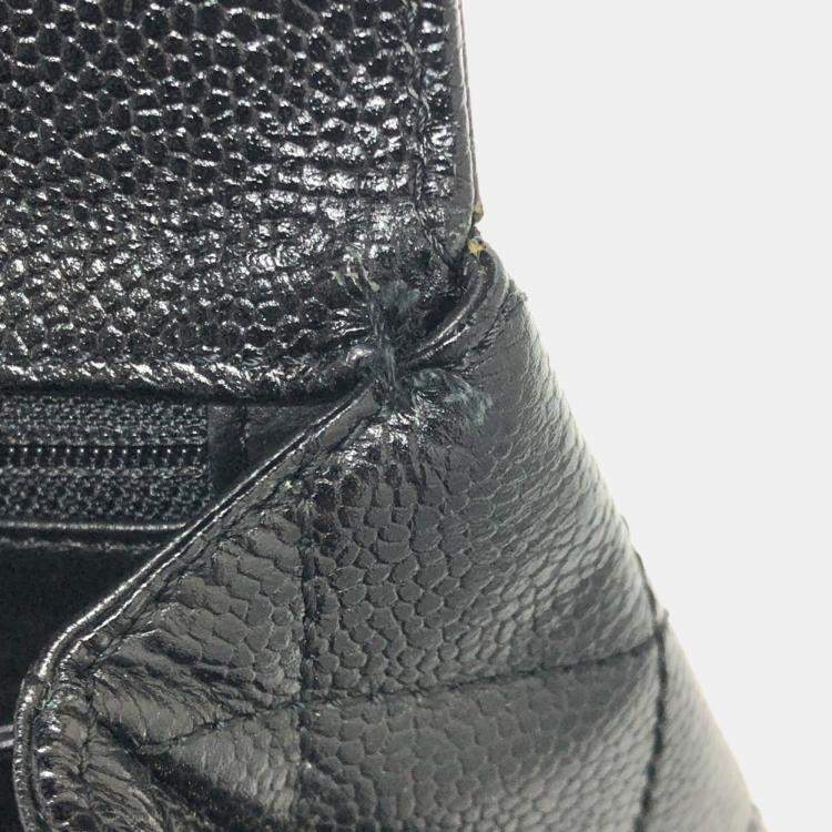 Pre Owned Chanel Coco Mark Cc Matelasse Quilted Tote Bag In Caviar Leather  Black