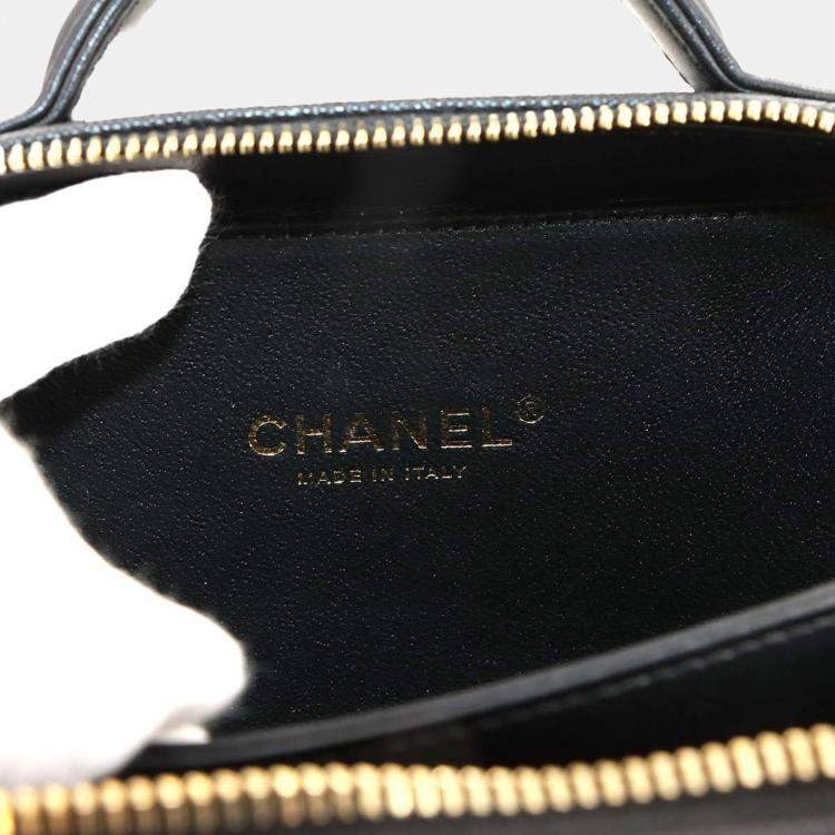 Pre Owned Chanel CC Filigree 2-Way Small Vanity Shoulder Bag In Caviar Leather  Black