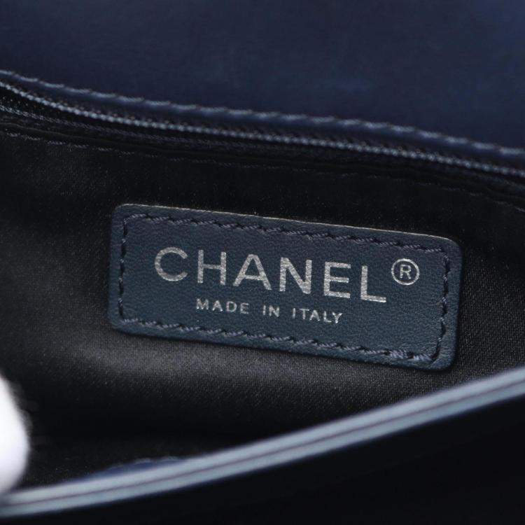 Pre Owned Chanel Wild Stitch Navy Leather Shoulder Bag 