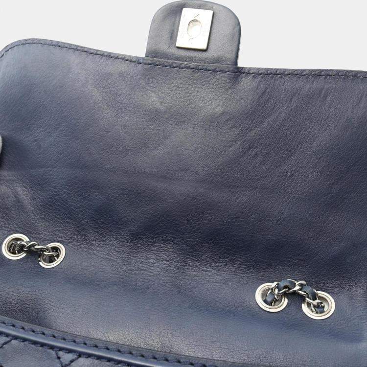 Pre Owned Chanel Wild Stitch Navy Leather Shoulder Bag 