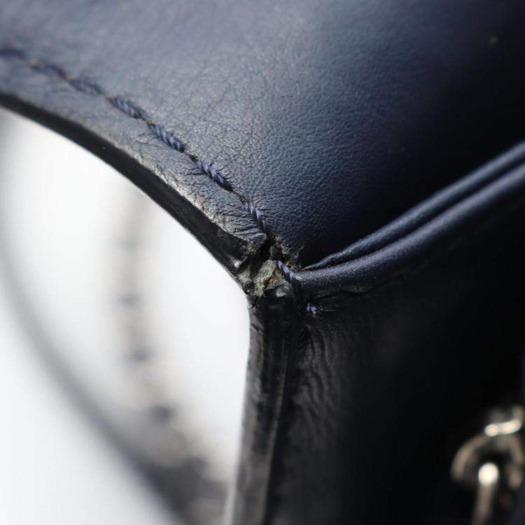 Pre Owned Chanel Wild Stitch Navy Leather Shoulder Bag 