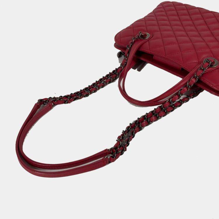 Pre Owned Chanel Handbag  Shoulder Bag  Cc  Coco Mark  Matelasse  Quilted  2-Way Chain  Tote Lambskin  Pink