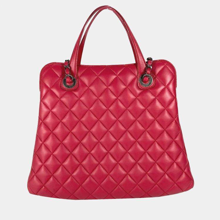 Pre Owned Chanel Handbag  Shoulder Bag  Cc  Coco Mark  Matelasse  Quilted  2-Way Chain  Tote Lambskin  Pink