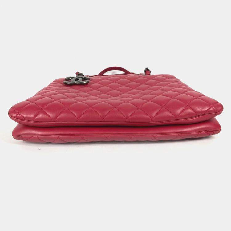 Pre Owned Chanel Handbag  Shoulder Bag  Cc  Coco Mark  Matelasse  Quilted  2-Way Chain  Tote Lambskin  Pink