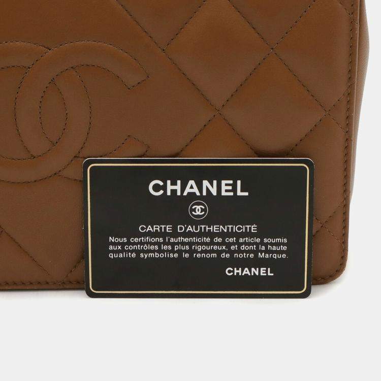 Pre Owned Chanel Matelasse Coco Mark Diamond Stitch Double Chain Shoulder Bag In Brown Leather