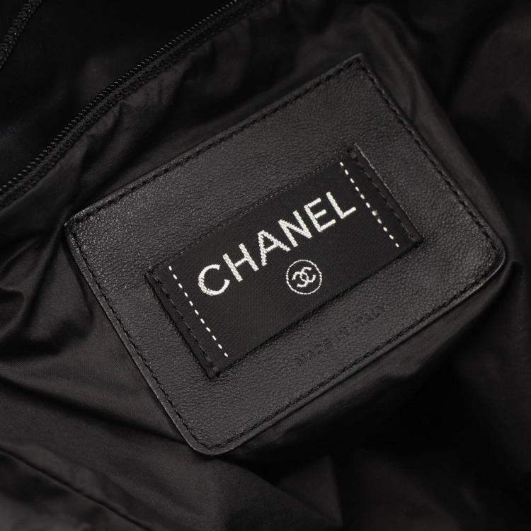 Pre Owned Chanel Doudonne Coconage Tote Bag Nylon Leather Fabric Black