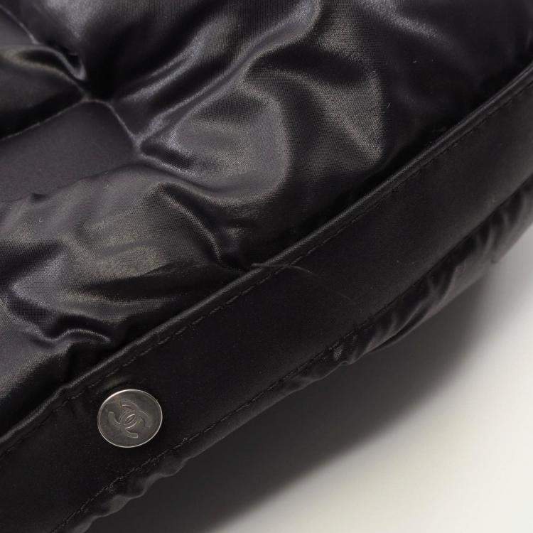 Pre Owned Chanel Doudonne Coconage Tote Bag Nylon Leather Fabric Black