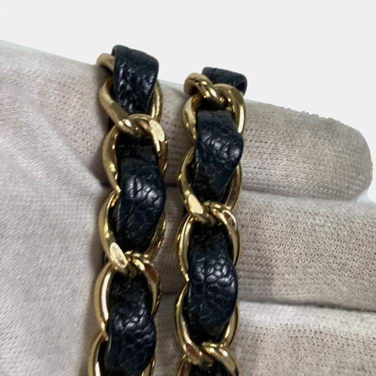 Pre Owned Chanel Cc Coco Mark Matelasse Quilted Double Chain Tote Bag Shoulder Caviar Skin Black