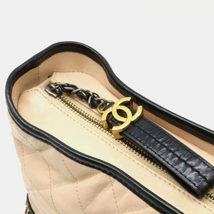 Pre Owned Chanel Gabrielle De Chanel Matelasse Large Hobo Chain Shoulder Bag In Two-Tone Calfskin Pink Beige