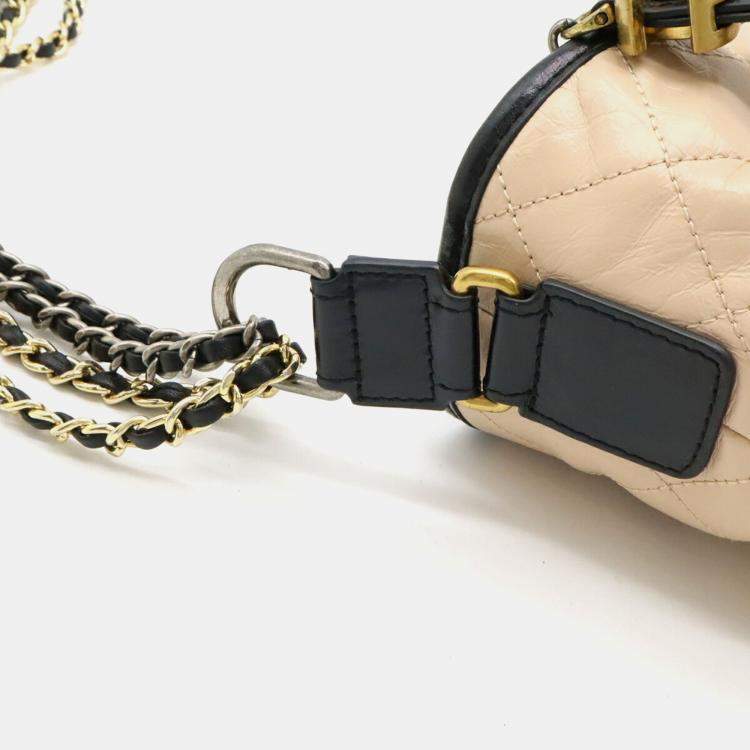 Pre Owned Chanel Gabrielle De Chanel Matelasse Large Hobo Chain Shoulder Bag In Two-Tone Calfskin Pink Beige