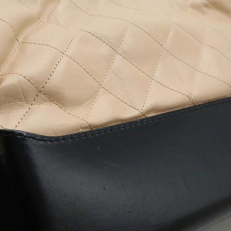 Pre Owned Chanel Gabrielle De Chanel Matelasse Large Hobo Chain Shoulder Bag In Two-Tone Calfskin Pink Beige