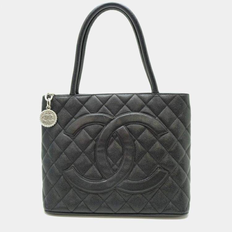 Pre Owned Chanel Reissue Tote Handbag Caviar Leather Black