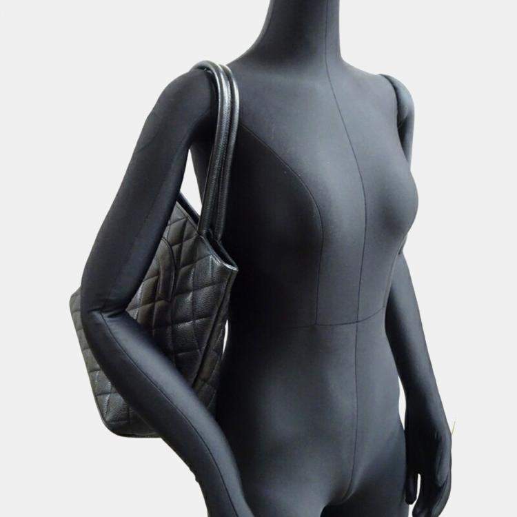 Pre Owned Chanel Reissue Tote Handbag Caviar Leather Black