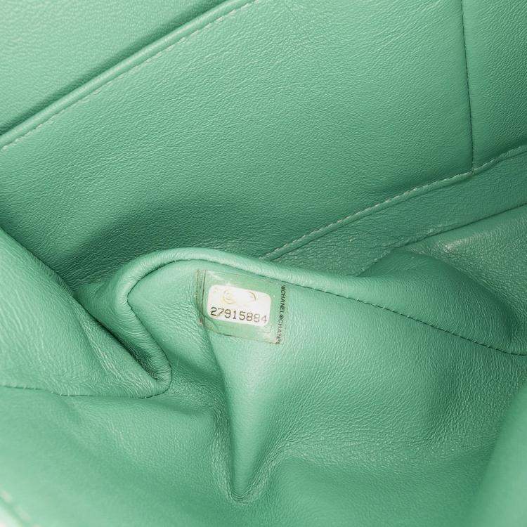 Pre Owned Chanel Green Medium Classic Quilted Tweed Braided Double Flap