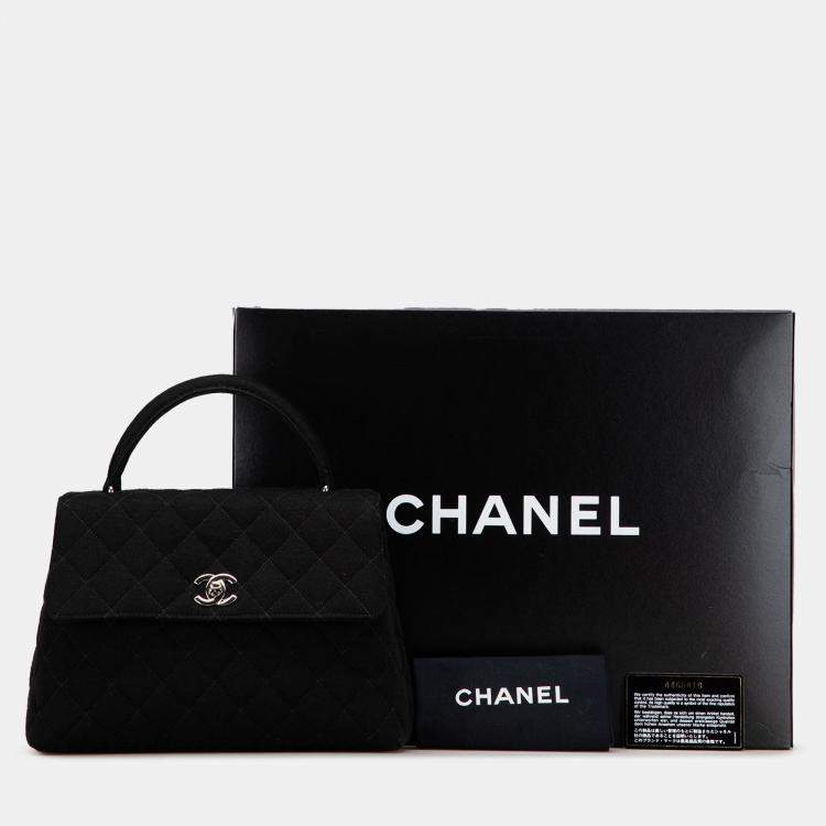 Pre Owned Chanel Black CC Quilted Jersey Kelly Top Handle Bag