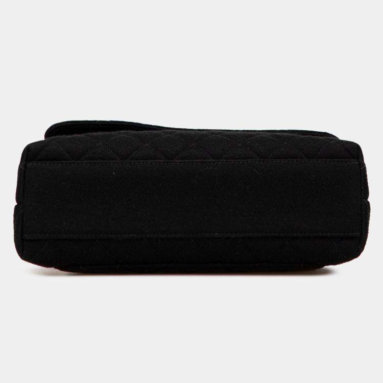 Pre Owned Chanel Black CC Quilted Jersey Kelly Top Handle Bag
