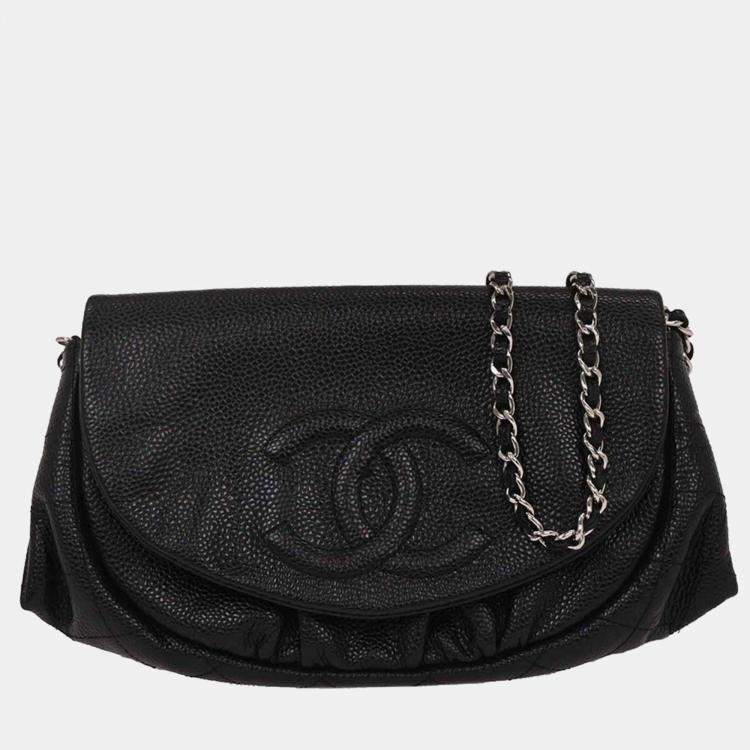 Pre Owned Chanel Black Calfskin Half-Moon WOC Wallet On Chain