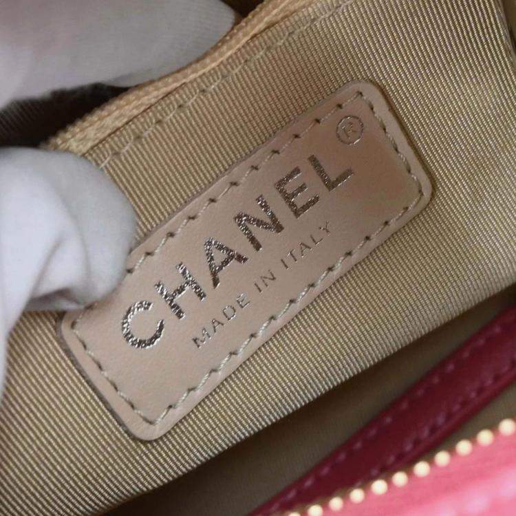 Pre Owned حقيبة كتف شانيل خوص وردي جلد عجل صغيرة غابرييل