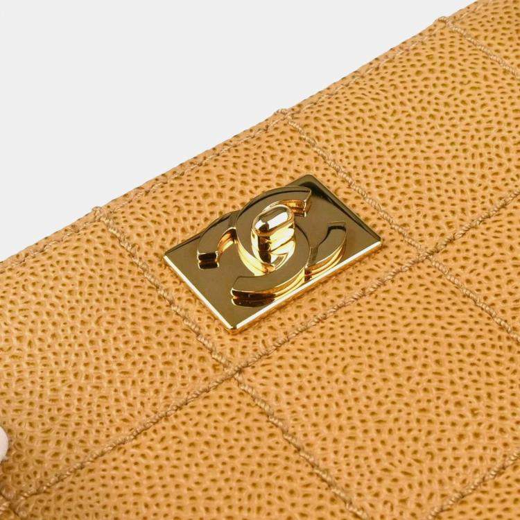 Pre Owned Chanel Beige Calfskin Choco Bar Tote Handbag