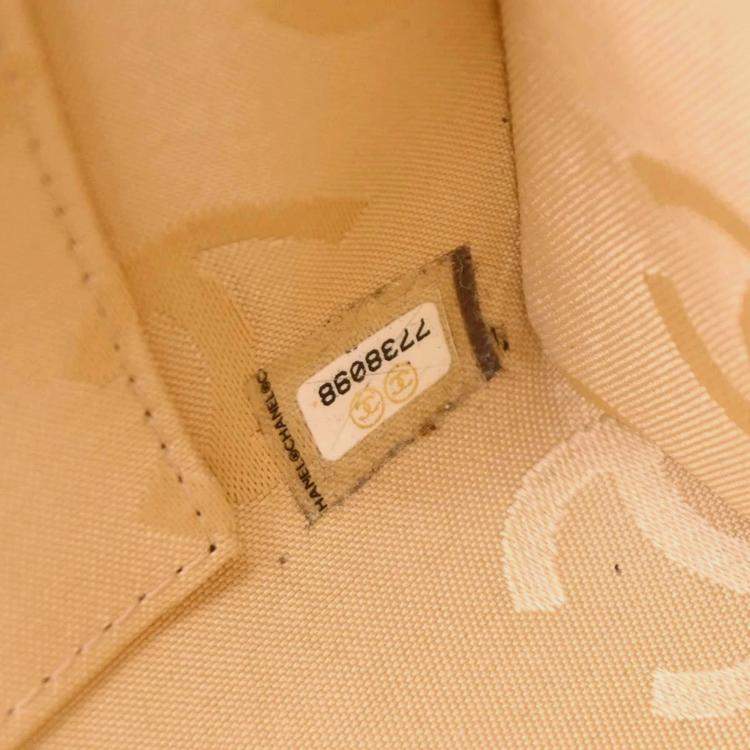 Pre Owned Chanel Beige Calfskin Choco Bar Tote Handbag