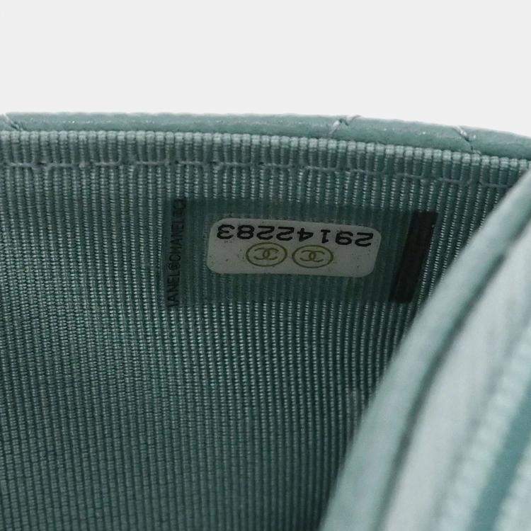 Pre Owned Chanel Light Blue Calfskin Classic WOC Wallet On Chain