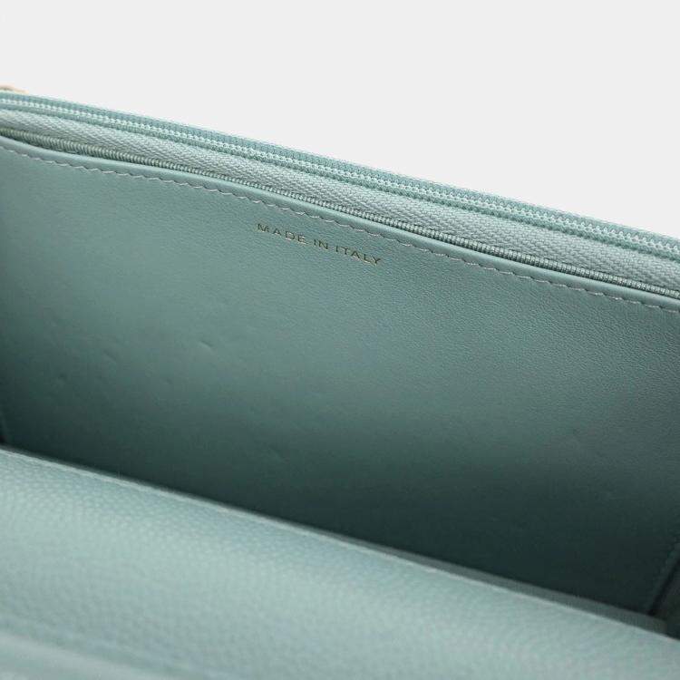 Pre Owned Chanel Light Blue Calfskin Classic WOC Wallet On Chain