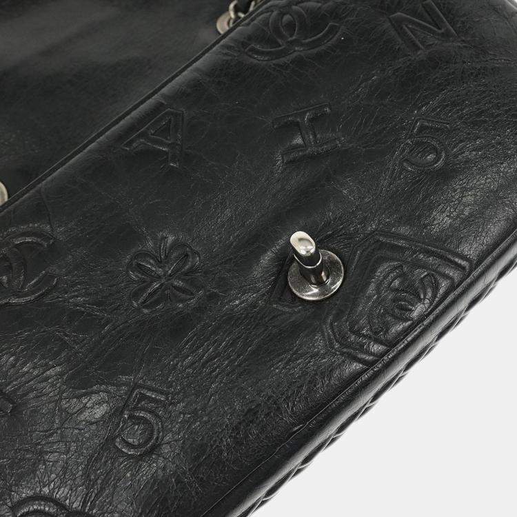 Pre Owned Chanel Black Calfskin Icon Shoulder Bag