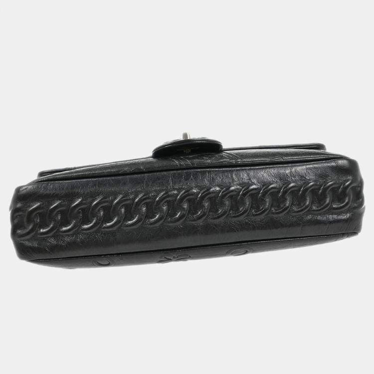 Pre Owned Chanel Black Calfskin Icon Shoulder Bag