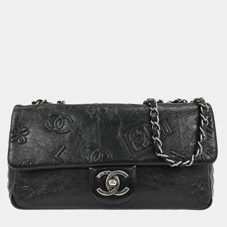 Pre Owned Chanel Black Calfskin Icon Shoulder Bag