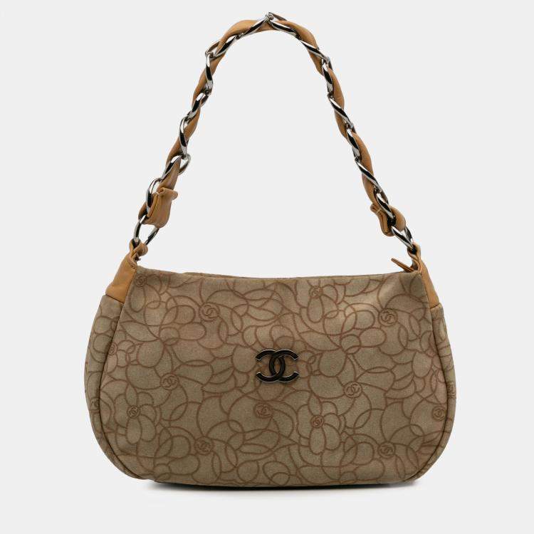 مملوكة مسبقًا Chanel Brown CC Suede Camellia Hobo