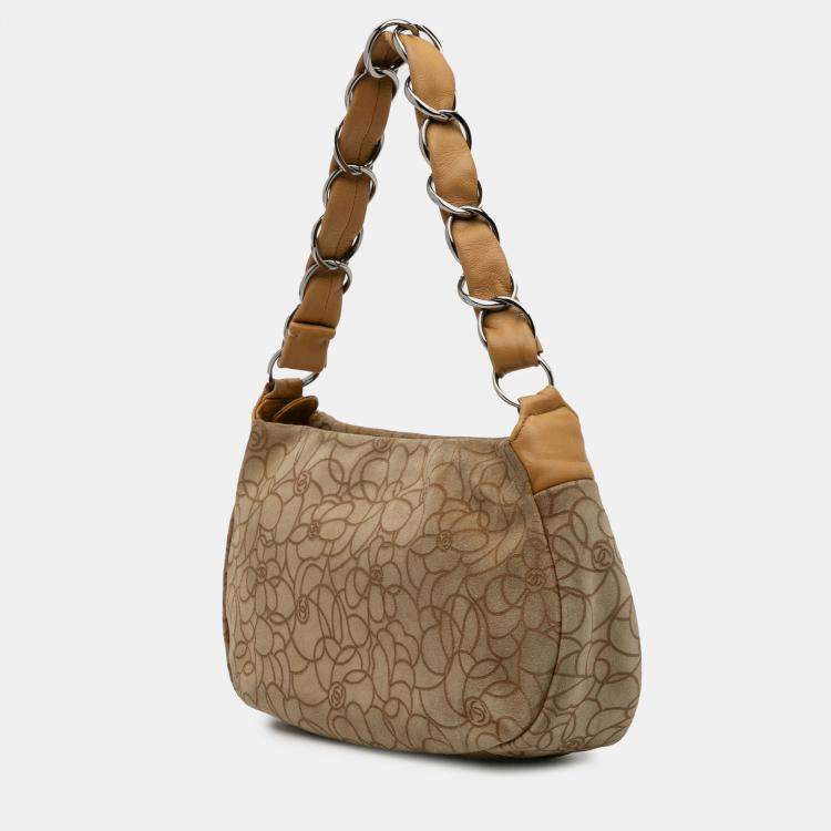 مملوكة مسبقًا Chanel Brown CC Suede Camellia Hobo