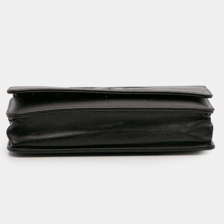 Pre Owned Chanel Black CC Caviar Wallet On Chain