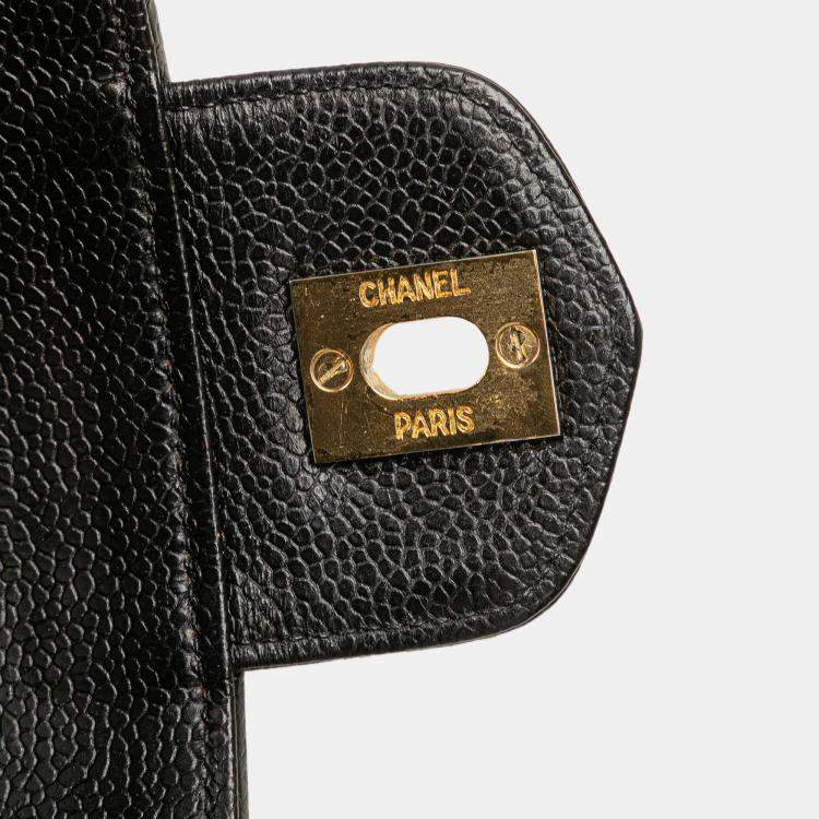 Pre Owned Chanel Black CC Chevron Caviar Turnlock Vanity Bag