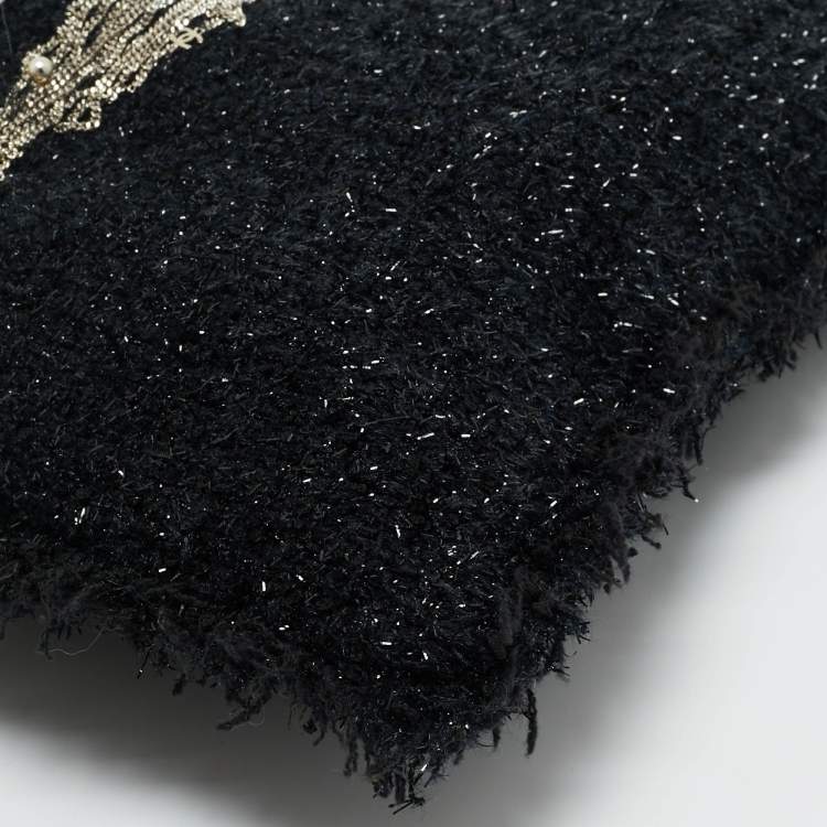 Pre Owned Chanel Black Tweed Rocket Embellished Shopper Tote