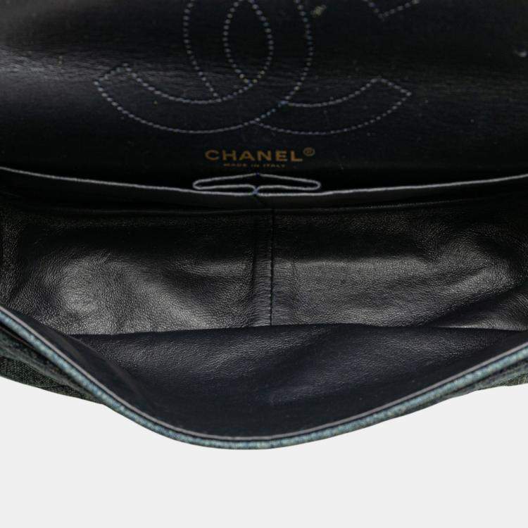 Pre Owned Chanel Blue Reissue 2.55 Quilted Denim Double Flap 226