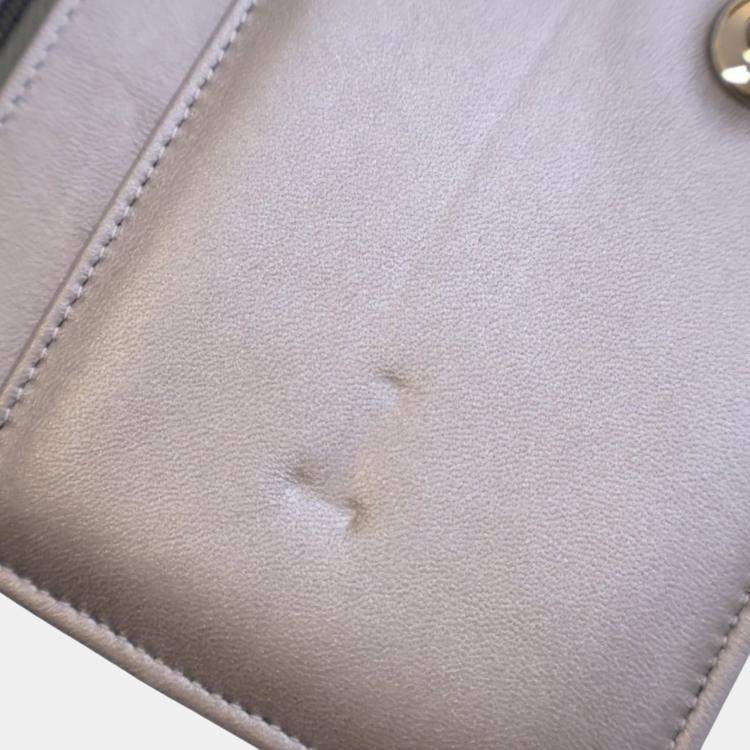 Pre Owned Chanel Grey CC Studded Calfskin Crystal Wallet On Chain