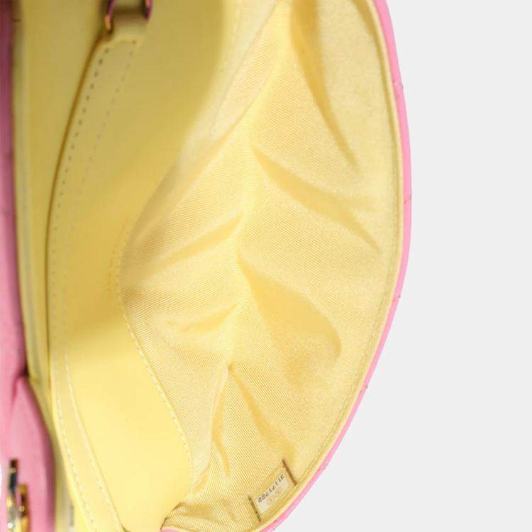 Pre Owned Chanel Pink Quilted Lambskin Sunglasses Case On Chain